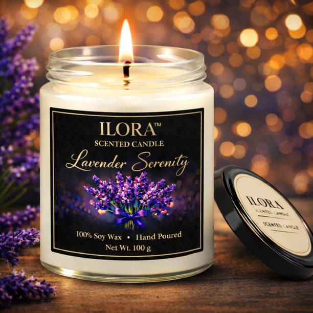 Ilora Scented Candle Jar Lavender Aroma for Home Bedroom Spa & Gifting | Soy Wax Candle