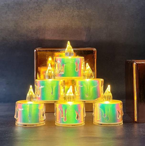AncientKart Led Candle Tealight Holographic 3D set of 6 (Small 5 cm) Candle