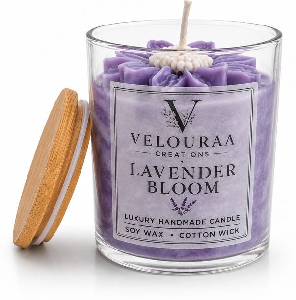 VELOURAA CREATIONS Lavender Bloom | Handmade Soy Wax Candle | Aromatherapy | Home Decor & Gift Candle
