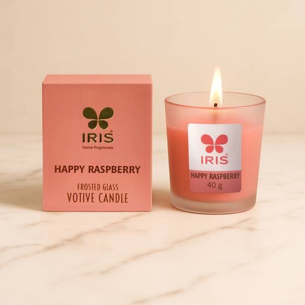 IRIS Happy Raspberry Frosted Shot Glass Scented Candle