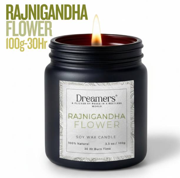 DREAMERS Rajnigandha Fragrance|Soy Wax Candle|35 Hr Burn|Non-Toxic|100g Candle