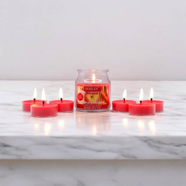 Hosley Apple Cinnamon Fragrance Jar with Scented Tealights|Burn Time 15 Hours Candle