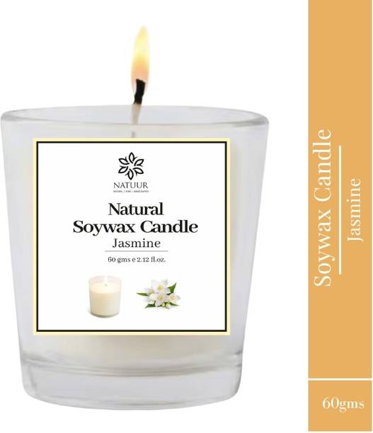 NATUUR Jasmine Soy Wax Candle - Gentle Floral Fragrance, Relaxing & Peaceful Ambiance Candle