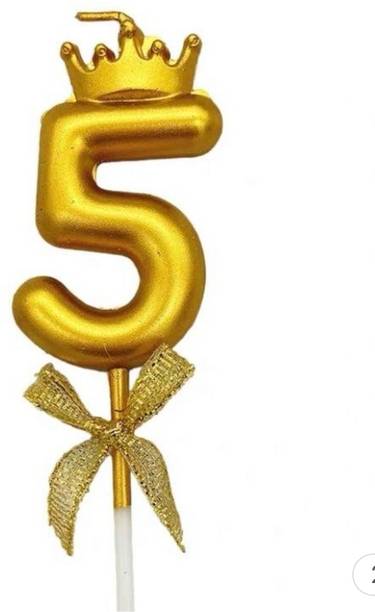 Fun Affairs Number 5 Crown Candle for 5th Birthday/Anniversary Party Cake Topper Candle