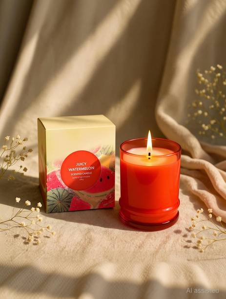 Lifescapes Juicy Watermelon Scented Glass Candle | 160g | 28 Hr Burn Time Candle