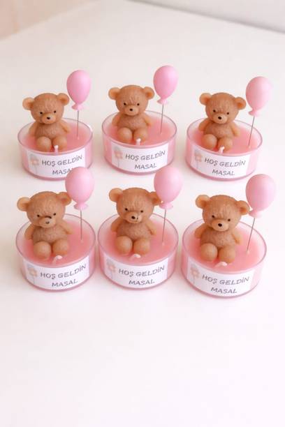 Crown's Queue Baby shower brown Bear Balloon pink Cup Base candle for and Return Gifts Candle