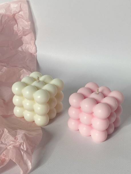 Saveera soulcrafts Melt & mold soya wax 3 dimensions pink sented candle Candle