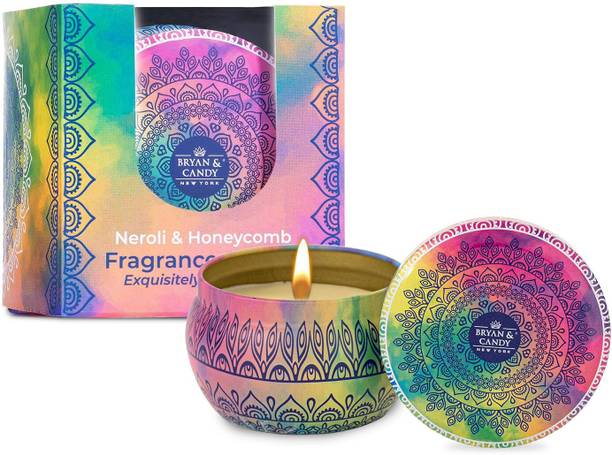 Bryan & Candy Scented Neroli & Honeycomb Aromatherapy Candle, Soy Wax Eco Friendly Printed Tin Candle