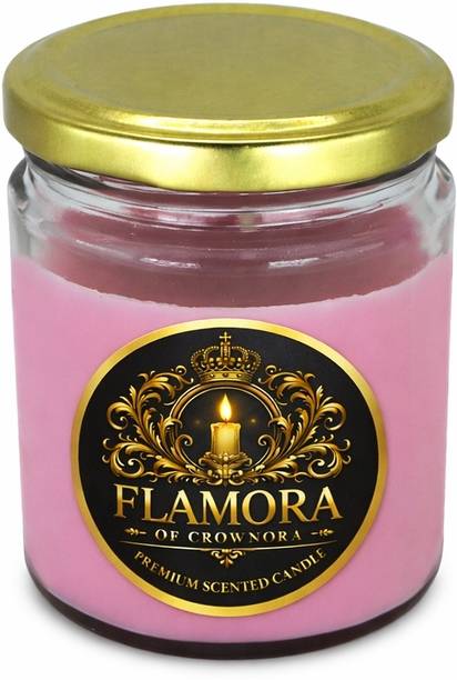 Flamora of Crownora Pink Rose Scented Jar Candle 100gm for home decoration Candle