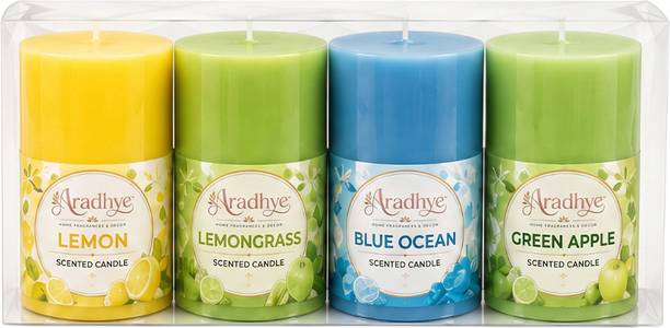 Aaradhye Home Fragrances & Decor Mix Jasmine Scented Pillar Candle | Smokeless Decorative Candle for Home Decor Candle