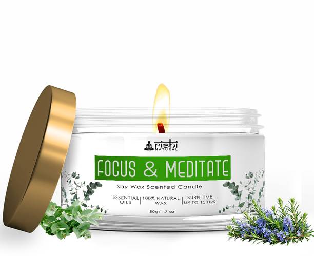 rishi natural Focus & Meditate Candle- 100% Natural Candle with Soy Wax | 15 hours Burn Time Candle