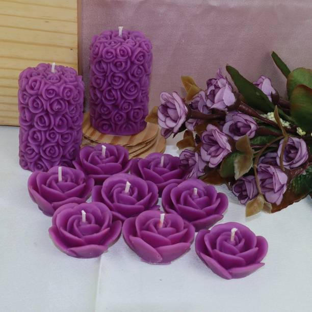 WIBE Rose Pillar & Floating Rose Wax Scented Candle Candle