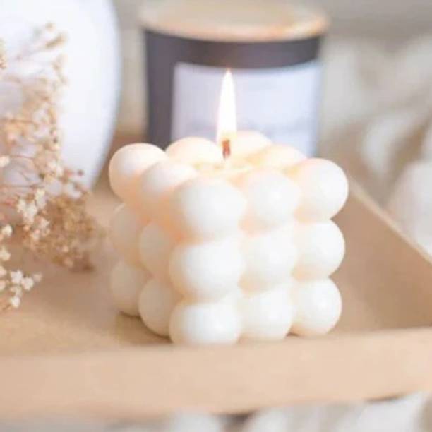 UNNATITRADERS Bubble Cube Candle Lavender Scented | Handmade Soy Wax Decorative Candle Candle