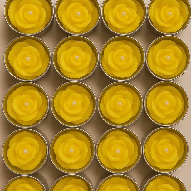 AKB Premium Small Yellow Rose Candle,Home Decoration Diwali Diya Yellow Candles Candle