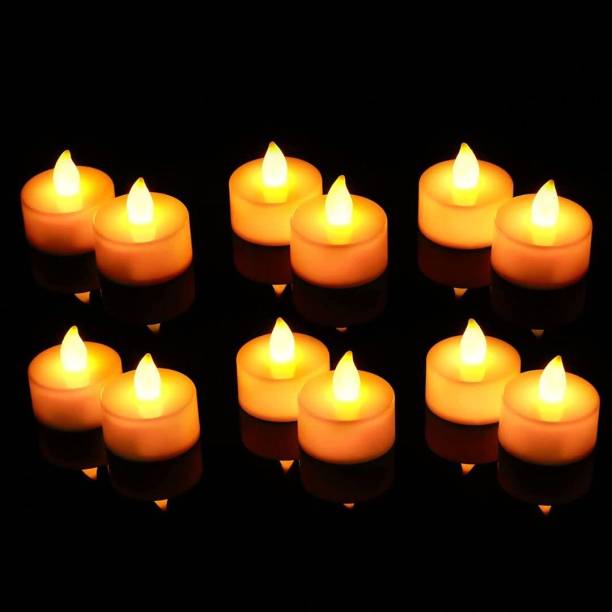 True Decor Acrylic Flameless and Smokeless LED Tealight Candles Pack of 12 (Yellow) Candle