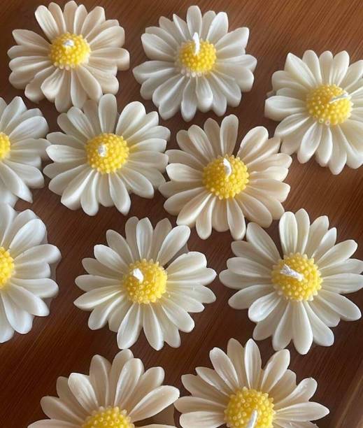 LEZYPANDA Daisy White Floating Candles | Decorative Tealight Wax Candles for Home Décor, Candle