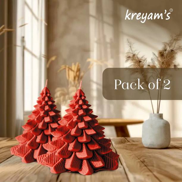 Kreyam's Premium Christmas Tree Scented Candles Set Of 2 Home Decoration Candle