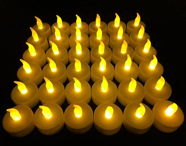 True Decor Acrylic Flameless and Smokeless LED Tealight Candles Pack of 36 (Yellow) Candle