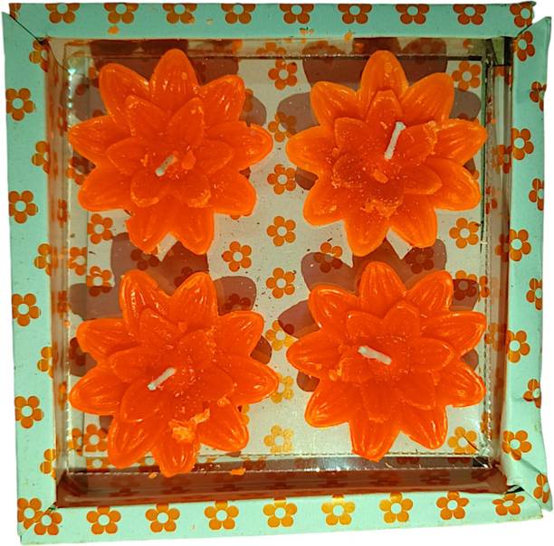 SupSun Set of 4 Beautiful Smokeless Wax Floating Flower Candles(ORANGE) Candle