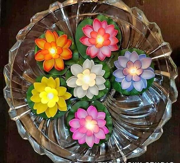 Bluedeal Sensor Water Floating Smokeless Candles & Lotus Flowers Sensor Led Tea Light Candle