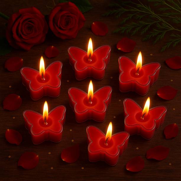 BEBOS WORLD PRIVATE LIMITED BW Wax & Wick Butterfly Shape Tealight Candles | Plastic Jar | Package of Candle Candle