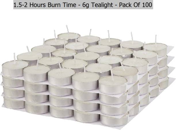True Décor True Decor 1.5-2 Hrs Burning White Unscented Tealight Candles Pack Of 100 Candle