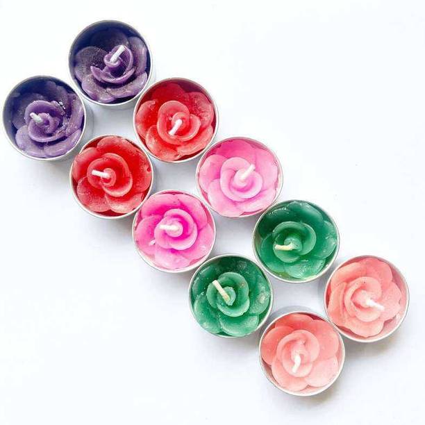 HOMELORE Multicolour Flower Shape Floating Smokeless prime Tea Light Candles Candle