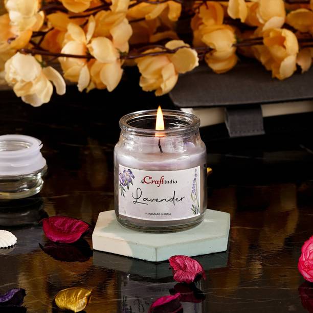 eCraftIndia Lavender Jar Candle Candle