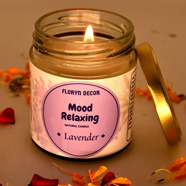 Floryn decor Mood Relaxing Scented Candle | Soy Wax Candle | Natural Wax Candle for Home Decor | Burning Time - 30 Hours | Scent: (Lavender, Pack of 1) Candle