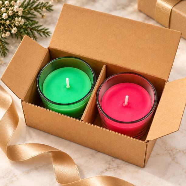 veracare Set of 2 Colorful Votive Scented Candles in Glass Jars for Home Decor & Gifting Candle