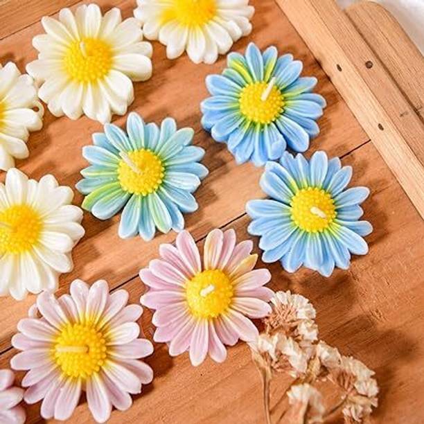 ALITE MART Soy Wax Daisy Candles Water Bowl Set of 12 Decorative Candles Candle