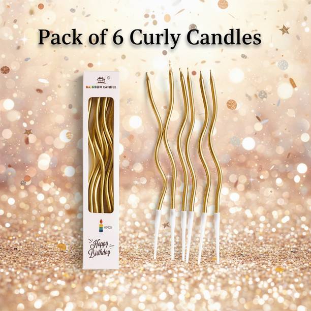 Festivaura Metallic Curly Spiral Candles with Holders | Party & Birthday Decor Candle