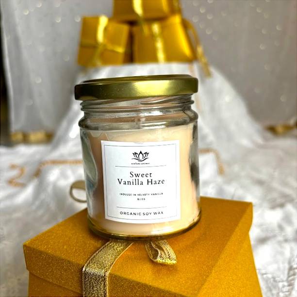NIRVANA AROMAS Soy Wax Jar Candle with Vanilla Scent for Self Care Candle