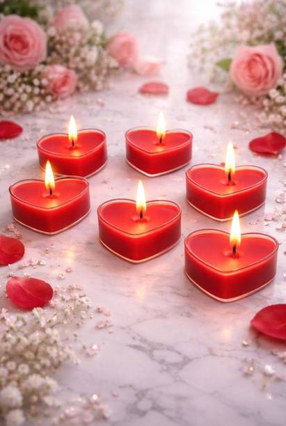 jeneric Heart Shaped Tea Light Candles for Diwali, British Rose Scanted Candle ,Set of 6 Candle