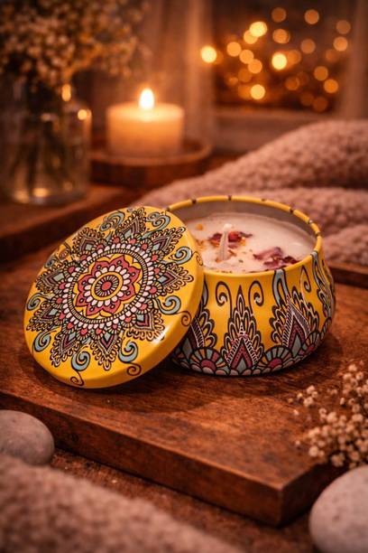 CandlitLand Saffron Mandala Soy Wax Jar Scented Candle
