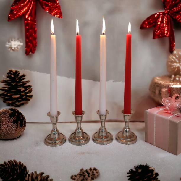 Hosley Unscented Taper Candles|Dinner Candles| Smokeless & Dripless( White & Red) Candle