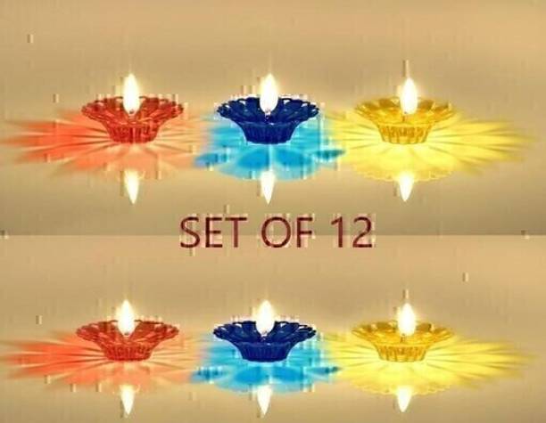 EVOFOX 3D Shadow Floating Plastic Decorative Dipawali / Diwali Diya (Pack of 12) Candle