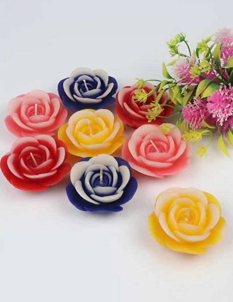 Havique Two Tone Roses Multicolour pack 8 Candle