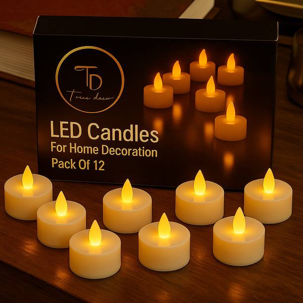 True Décor Acrylic Flameless and Smokeless LED Tealight Candles Pack of 12 (Yellow) Candle