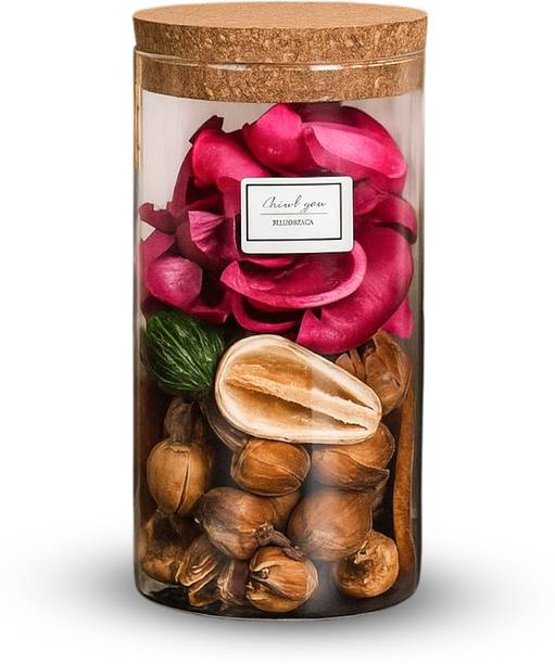 AARVIDECOR Dried Botanicals with Pink Blossom Bliss Potpourri Box Candle