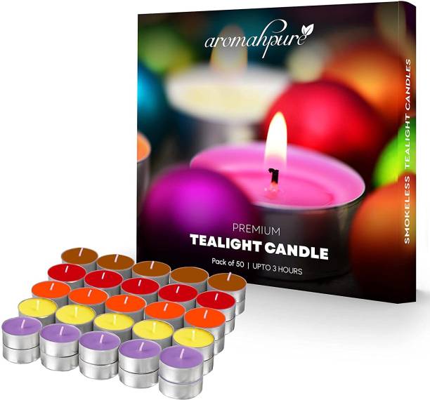 Aromahpure Unscented Decorative Tealight Wax Candles |10gm| Smokeless|3 hrs Burn Time Candle