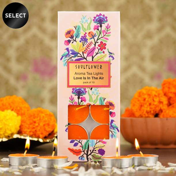 Soulflower Floral Scented Candles T-Light Love Is In The Air Aroma 90 Mins Burn. Pack of 10 Candle