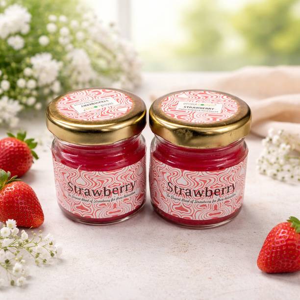 PEEPRESION Glass Candles With Metal Lid|88 Gram Each| Strawberry Pack of 2 R3 Candle
