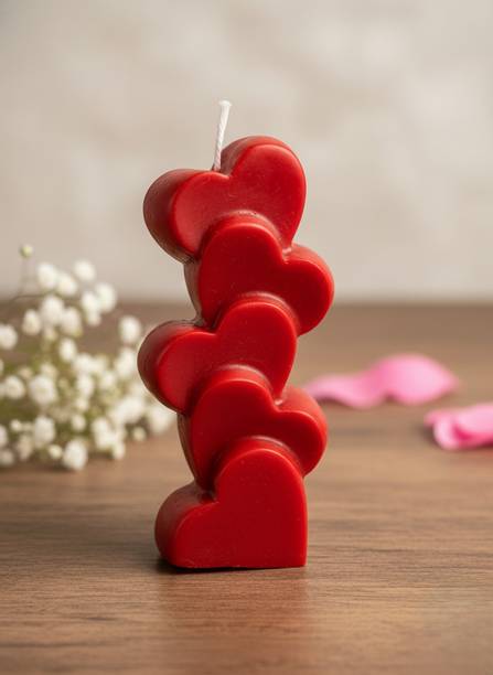 giftsera Red Heart Pillar Candle | Romantic Scented Candle for Valentine & Home Décor Candle