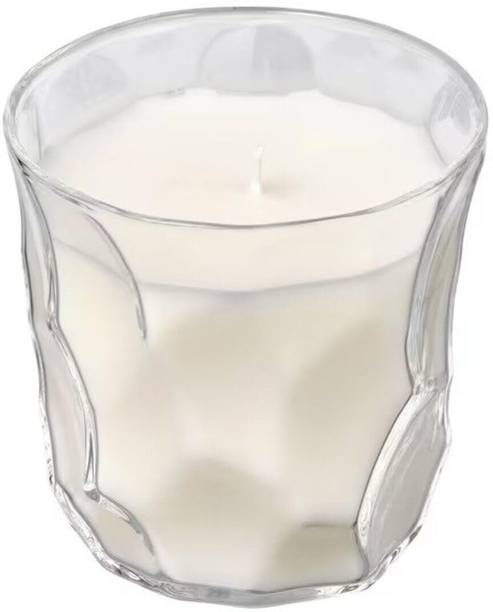 IKEA Digital Shoppy BASTUA Scented Candle in Glass, Rhubarb elderflower/White, 35 hr Candle