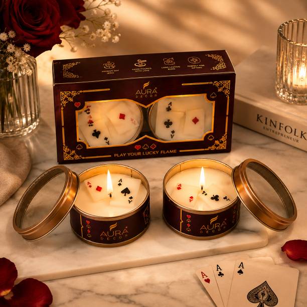AuraDecor Playing Card Scented Tin Candle Gift Set | Premium Soy Wax Candle Candle