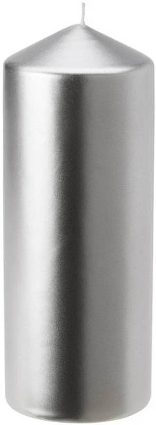 IKEA Digital Shoppy Unscented pillar candle, silver-colour, 70 hr Candle