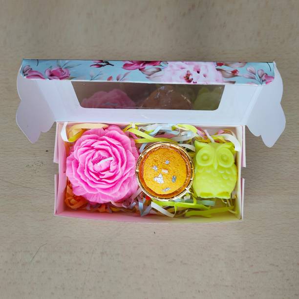 SC CREATION Scented Candle Combo for Gift | 1 Rose, 1 Lucky Owl, 1 Motichur Laddu |Pack of 3 Candle