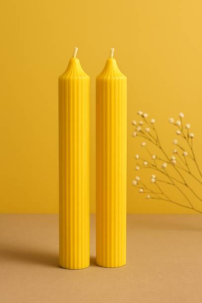 Ghanika Enterprises Ribbed Pillar Sandlewood Candle Candle