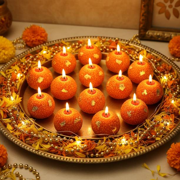Brijsun Set of 12 Motichoor Ladoo Candles | Diwali Home Decoration | Festive Gift Candle